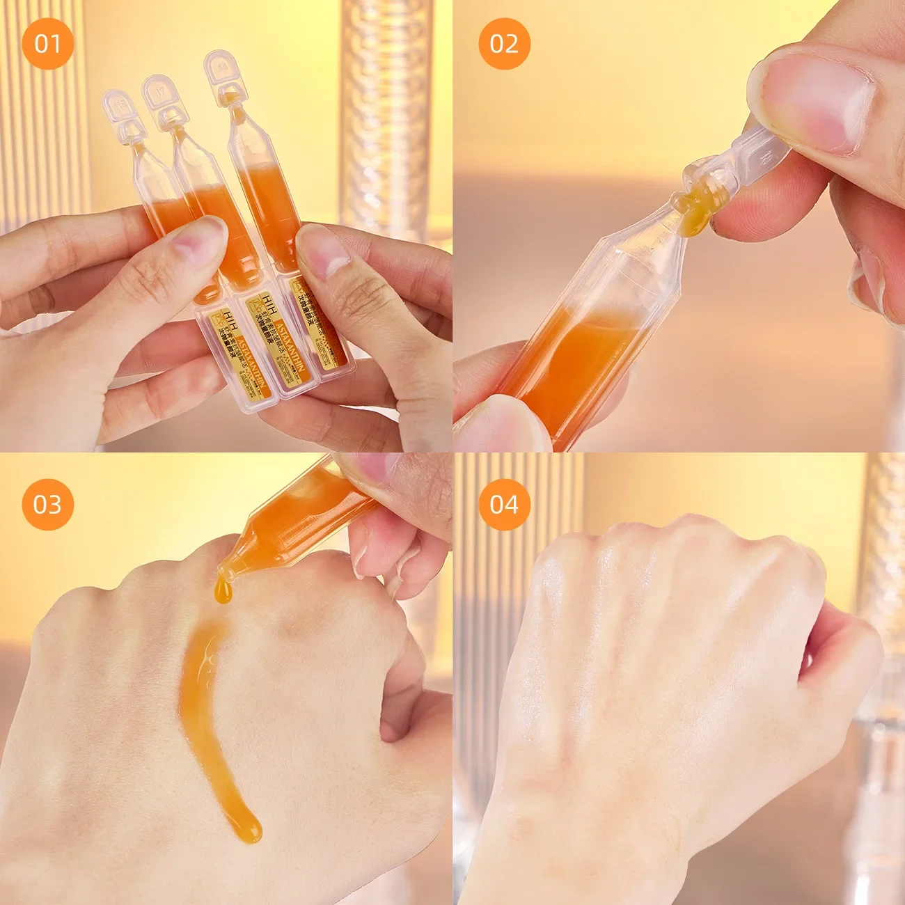 Antioxidant Hydration Ampoule Serum Astaxanthin Ampoule Anti Aging Restore Skin Brightening Rejuvenation Face Serum 1 Box 30pcs