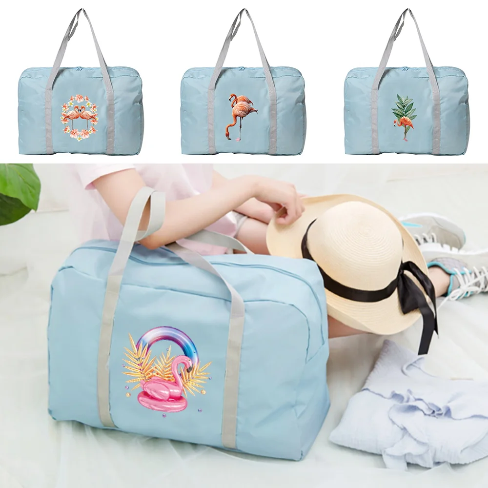 Large Capacity Portable Travel Bag Flamingo Pattern Printed Unisex Travel Accessories Foldable Portable Storage Bag