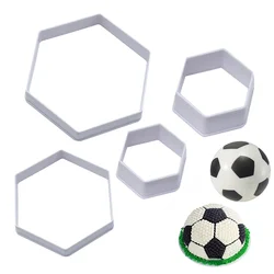 4Pcs/set Soccer Pattern Cake Cookie Molds Cutters DIY Hexagon Fondant Moulds Soccer Ball Cookie Cutter Football Cake Decoration