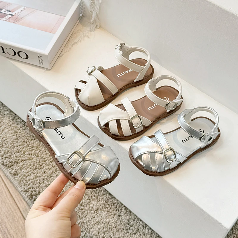 

Girl's T-strap Shoes Hollow Out British Style Soft Classic Children Mary Janes 23-36 Infant Round Toe Flat Summer Kids Sandals