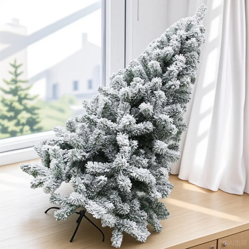 

White Artificial Flocking Christmas Tree Holiday Home Decor Festival Xmas Tree Adornment Supply For Living Room Office Kitchen