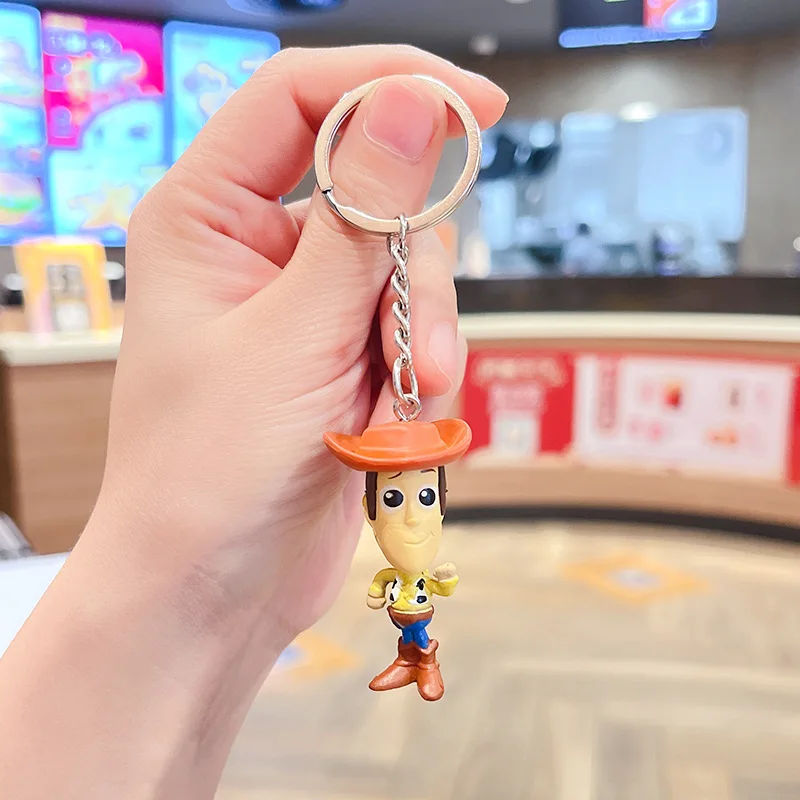 Anime Disney Toy Story Keychain Cartoon Doll Woody Buzz Keyring Key Chain Car Pendant Kids Toys Gifts