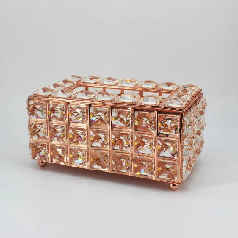 European Square Crystal Tissue Box Elegant Home Decor for Living Room Square Tissue Holder Supplier Tissue Boxes