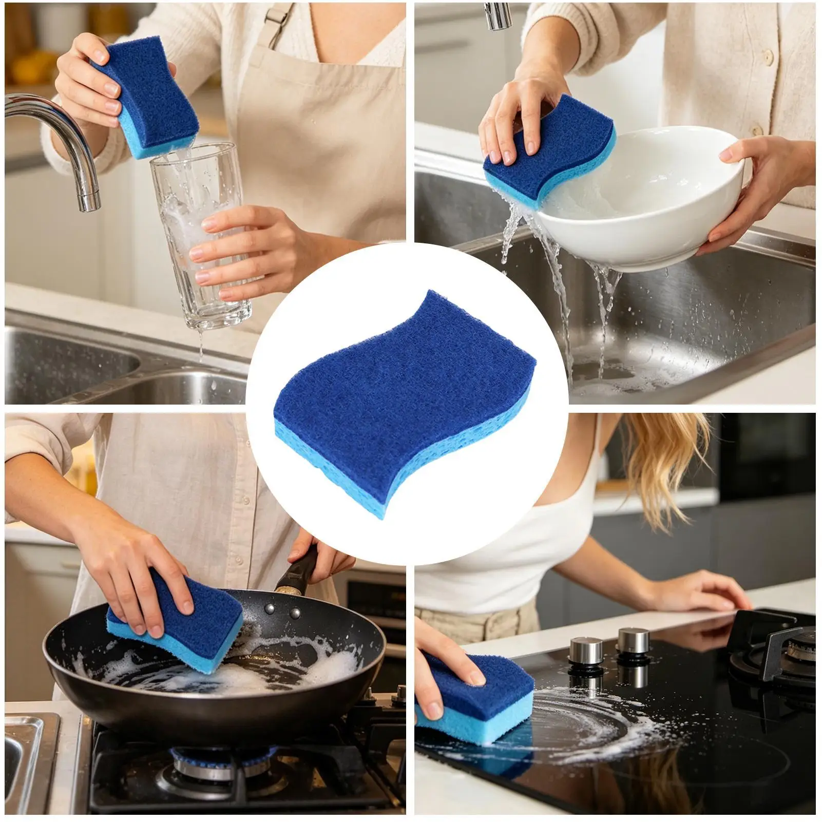 Sponges For Dishes 24 Pieces Absorbent Non-Scratch Scrubber Kitchen Cleaning Sponge Scrub Pads For Non-Stick Cookware Pots Pans