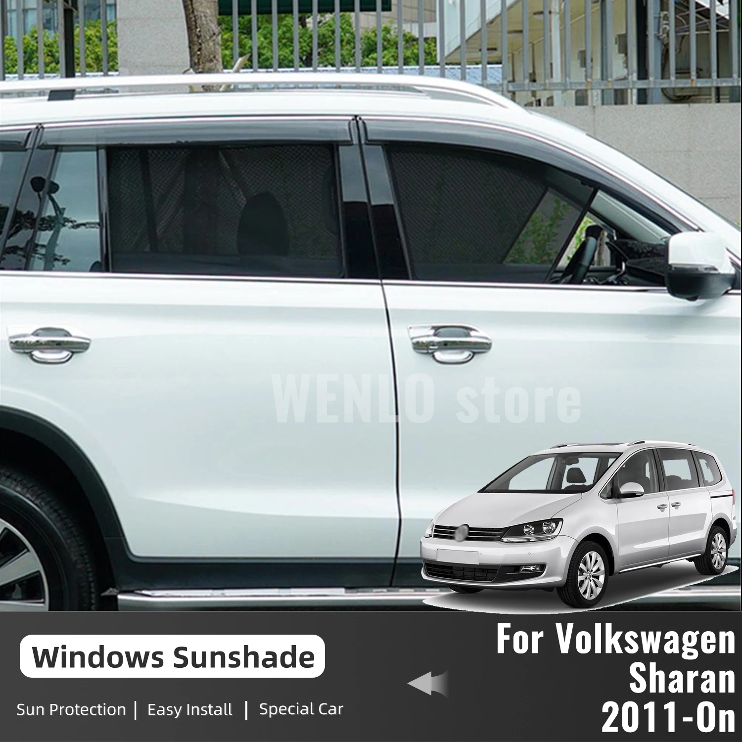 

For Volkswagen VW Sharan 2011-2023 Magnetic Car Sunshade Shield Front Windshield Frame Curtain Rear Side Window Sun Shade Visor