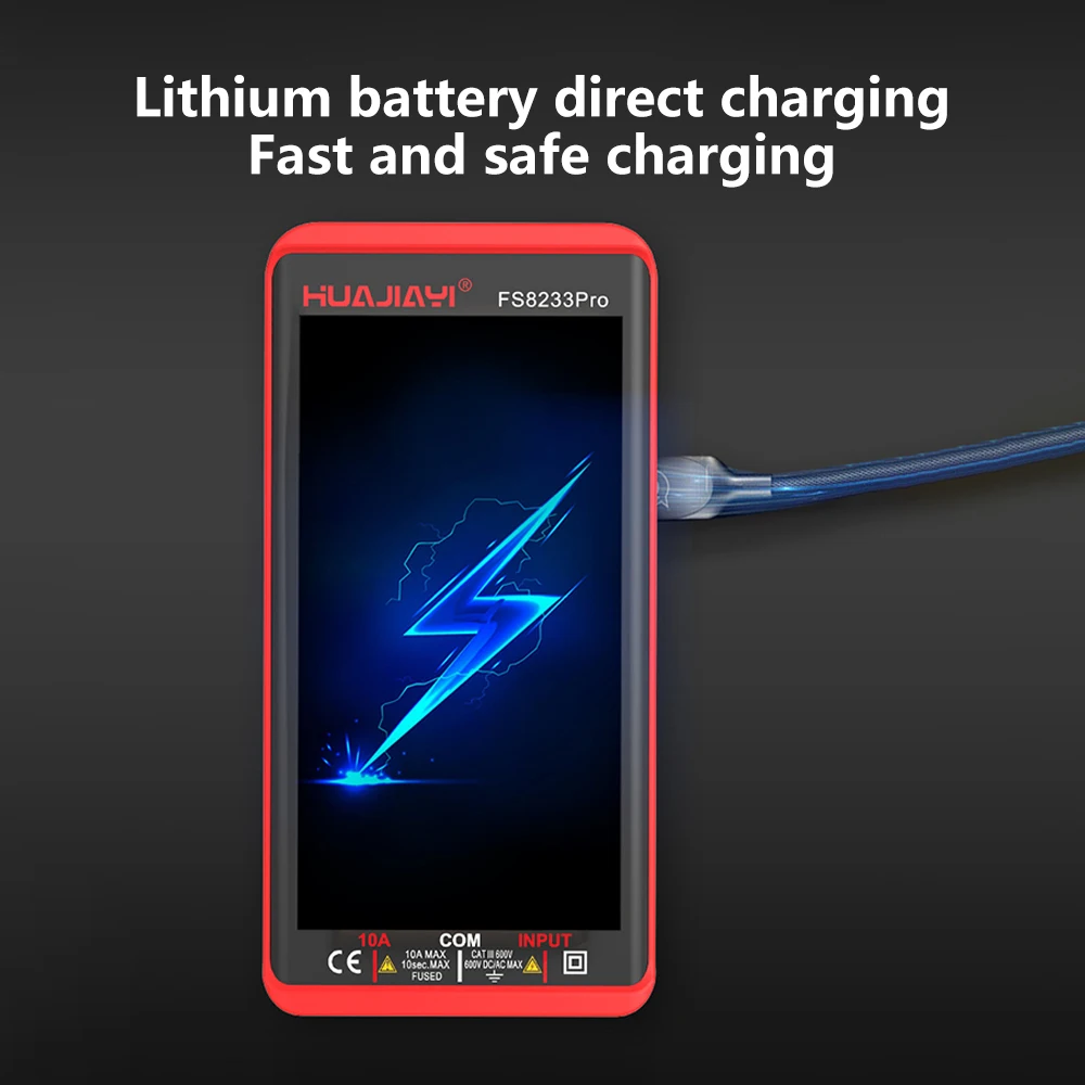 FS8233 PRO Slimme Digitale Touchscreen Multimeter Oplaadbare Multitester AC/DC Voltage Huidige Weerstand Temperatuur Tester