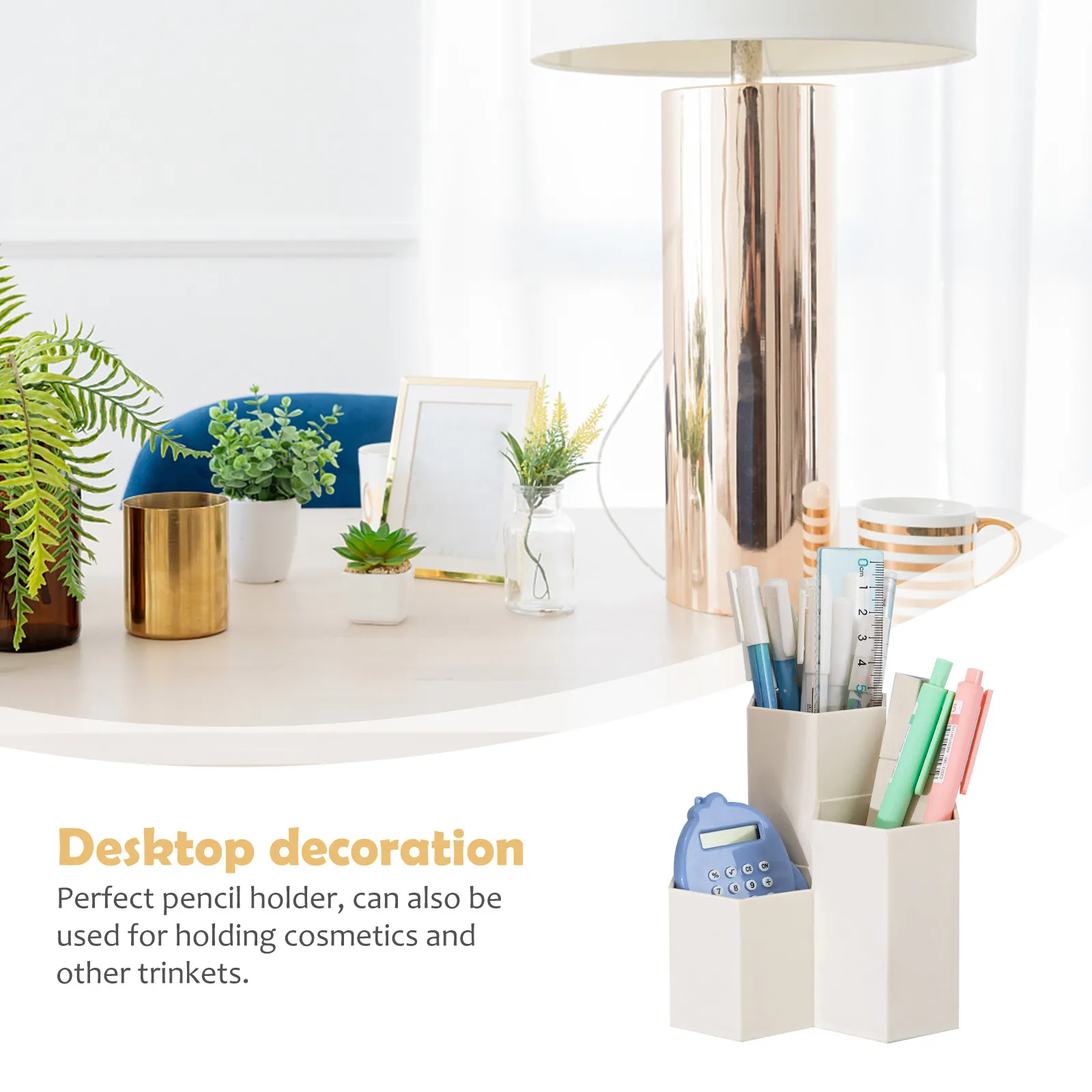 Premium Ps Hexagonal Pencil Holder Container Desktop Organizer for Students Office Supplies 4.7 X 2.5 Inch Sturdy Lightweight
