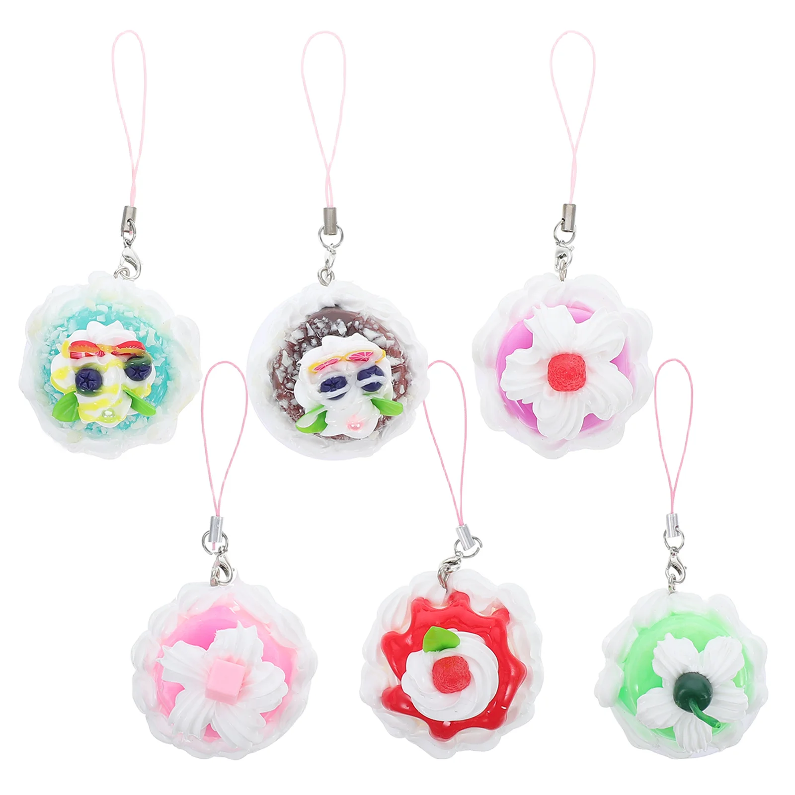 

6pcs Mini Cake Pendant Realistic Artificial Dessert Keychain Decorative Fake Cake For Bag Keys Home Staging Props Craft Cupcake