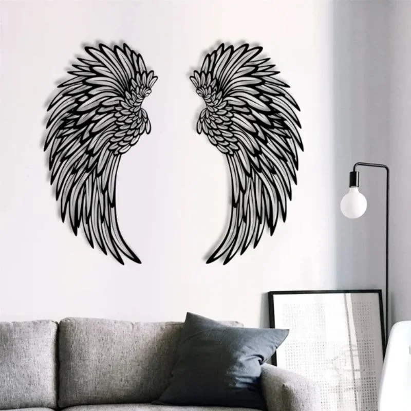 

1 Pair Angel Wings with LED Lights Metal Mural Angel Feather Wings Wall Decor Crafts Wall Hanging Angel Decor Photography