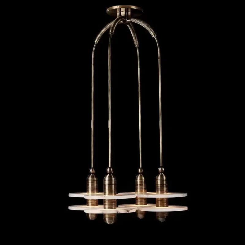 Modern LED Marble Stone Pendant Lights Lustre Chandelier for Living Room Spanish Gold Alabaster Ceiling Hanging Small