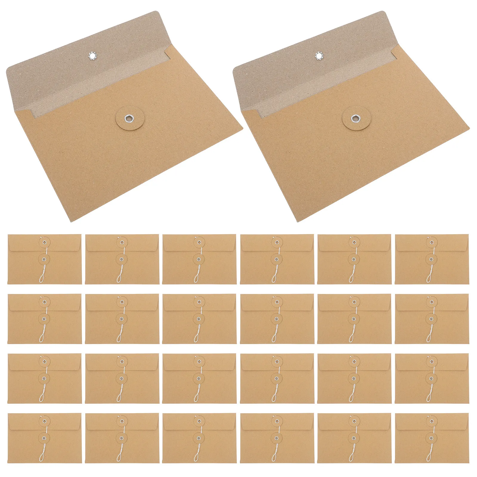 

30Pcs Kraft Paper Document Folder Brown String Closure Filing Envelopes Office Organizer Project Pocket File Jacket Document