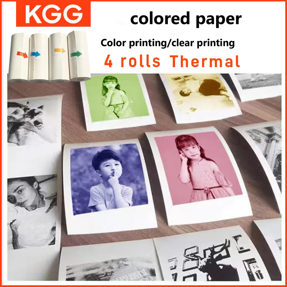 

New 4 Rolls Colors Thermal Paper for Color Printing Paper for Instant Printing Camera Kids Color Papers No Ink Print