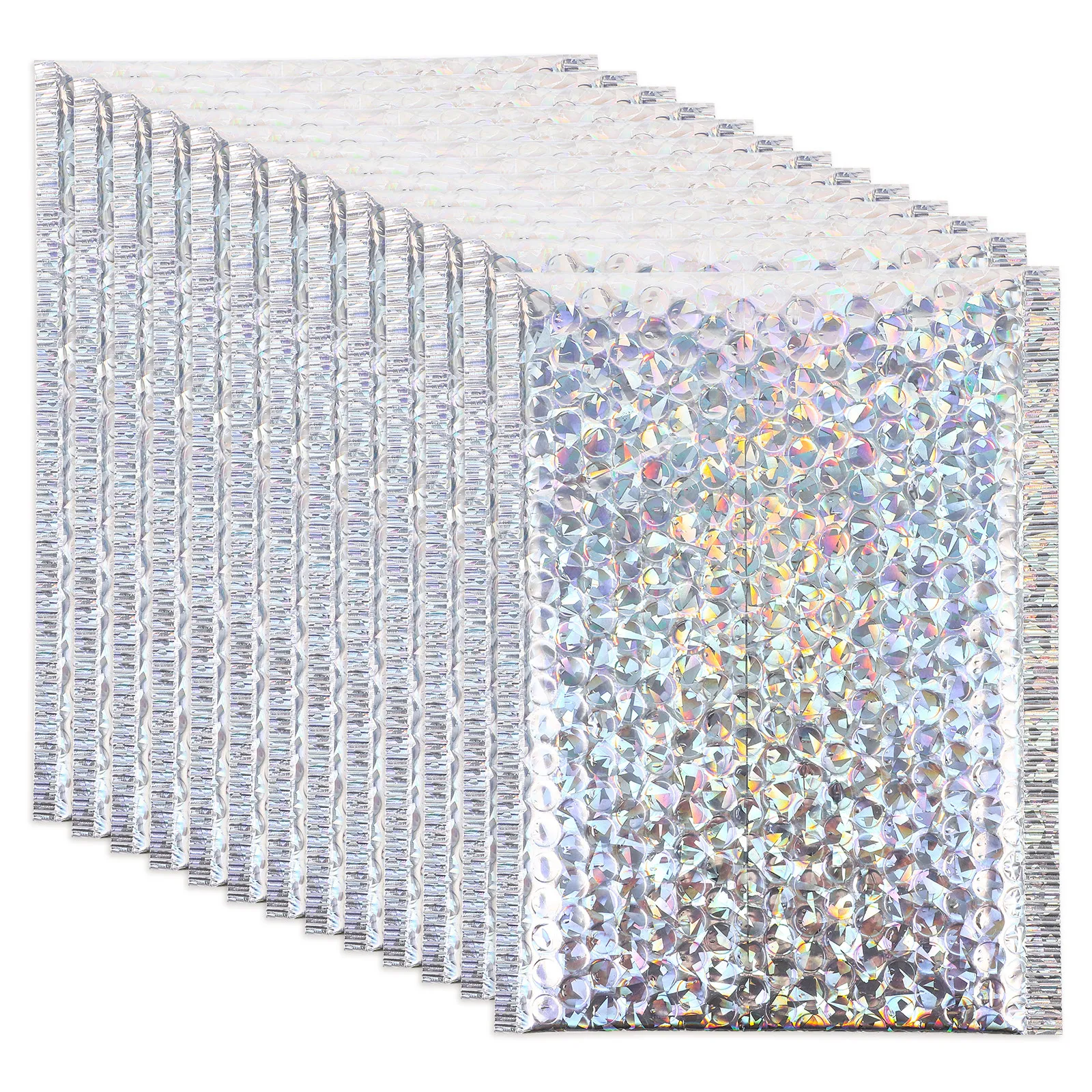 

20Pcs Laser Holographic Bubble Envelopes Heavy-Duty Self-Adhesive Mailing Bags for Packaging Storage and E-Commerce Shipping