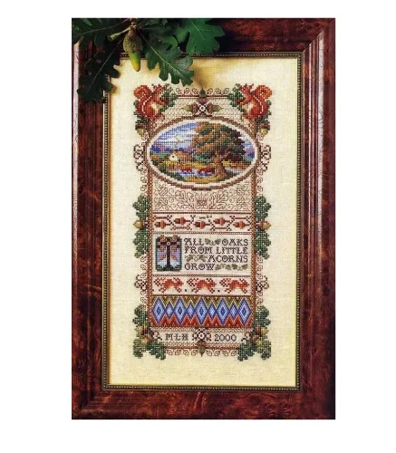 

Counted Cross Stitch Kit, Acorn Sampler, Squirrel and Oak, Beautiful Patterns, Embroidery, Needlework,12397