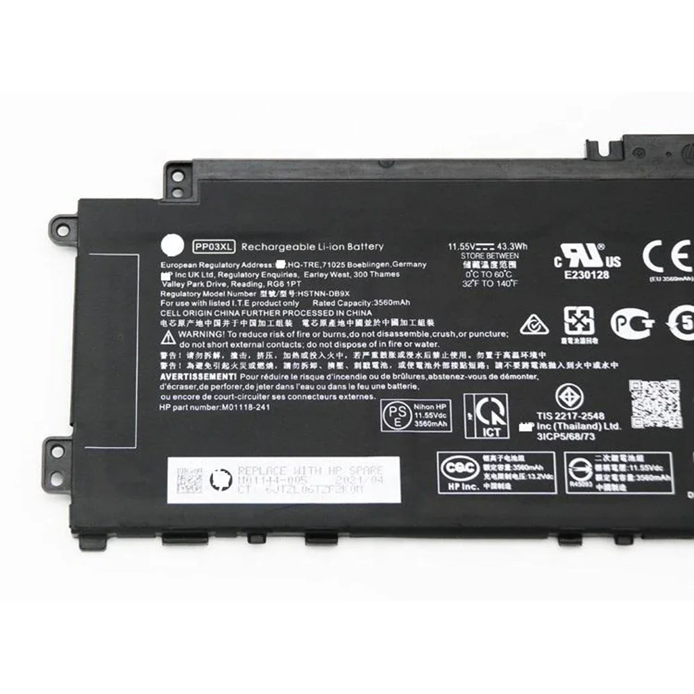 PP03XL 11.55V 43.3Wh Original Laptop Battery for HP Pavilion 13-BB 14-DV 14-DK 15-EH 14M-DW HSTNN-LB8S