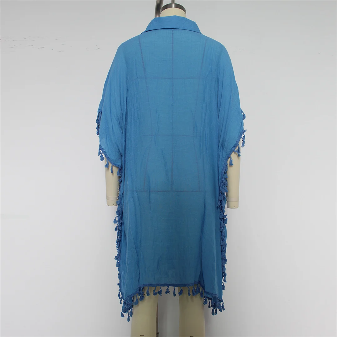 5 Farben, Quasten, halblange Ärmel, gehäkelte Tunika, Strandkleid, Strandmode, Damen, V8522 – Detail 23