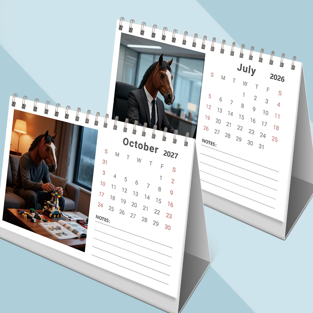 1 قطعة 2026-2027 تقويم سطح المكتب ، الحياة اليومية للحصان ، تقويم مكتبي قائم ، خطة شهرية لمدة 24 شهرًا ، هدية مثالية لعيد الميلاد ، عيد الميلاد