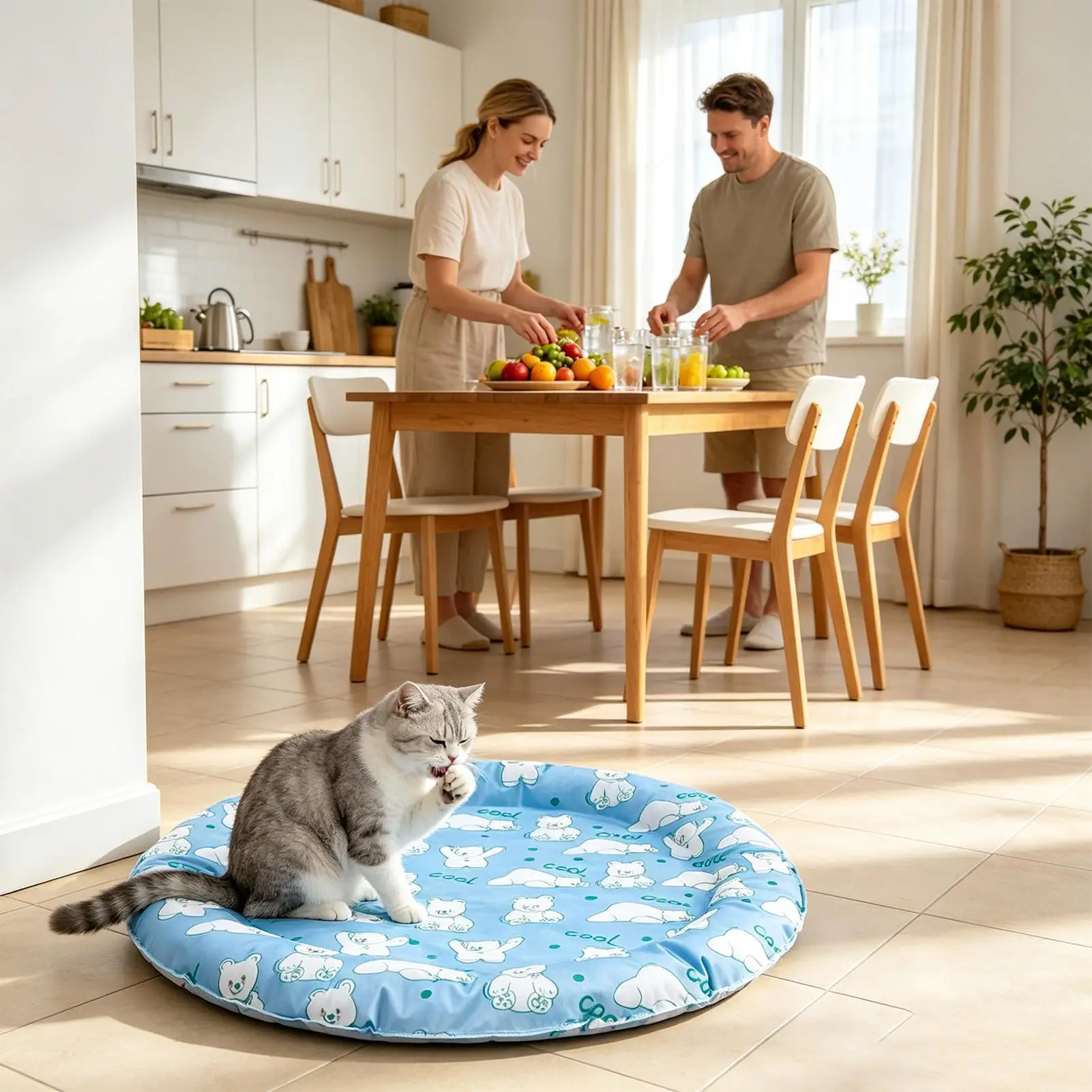 Dog Cooling Mat Indoor Non-Slip Portable Long-Lasting Breathable Bear Pattern Dog Cooling Mat Outdoor For Hot Weather Summer