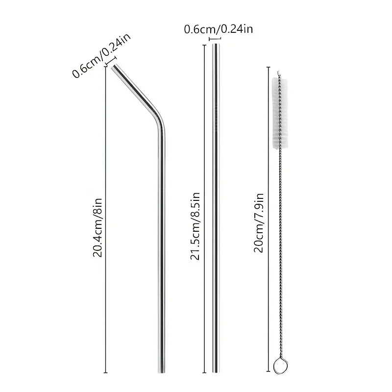 Stainless Steel Straw Set Colorful Metal Straw Bar Beverage Coffee Juice Milk Tea Environmental Protection Beverage Utensils