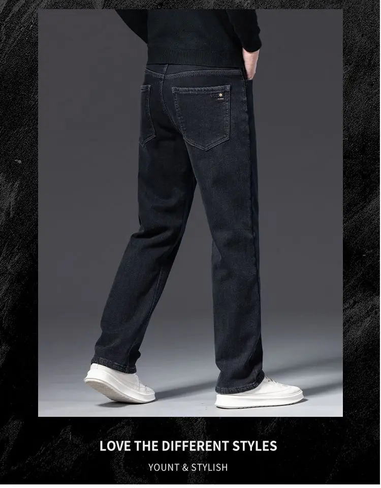 2026 Herren Fleece-gefütterte Verdickte Jeans Winter Warme Stretch Slim Fit Hosen Bequeme Weiche Hosen für Tägliche Arbeitskleidung – Detail 11
