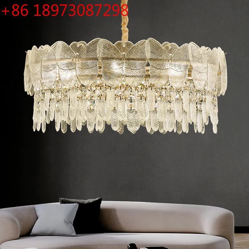 

Postmodern crystal chandelier light luxury living room simple dining room bedroom French cream wind lamp