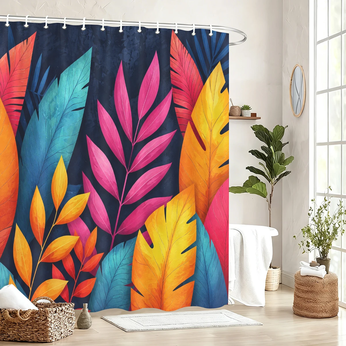 Vibrant Themed Polyester Bathtub Curtain - Stylish Printed Shower Curtain for Bathroom Decor, Unique Bath Linen for Home Use