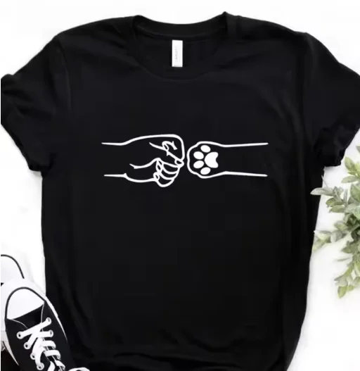 

Женская футболка с коротким рукавом и круглым вырезом, женская футболка с принтом «Собака, кошка», женская модная футболка, топы