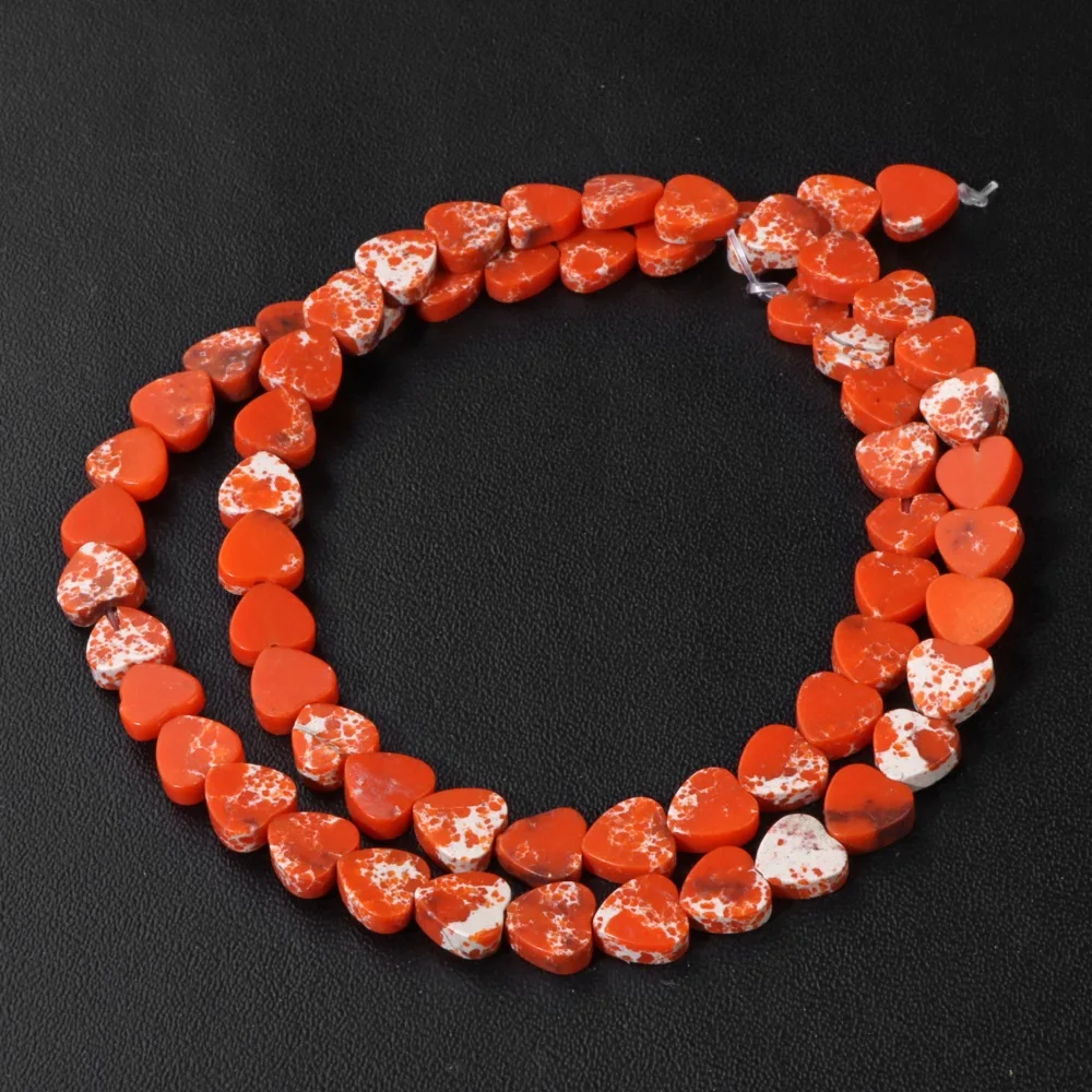 Natural Muticolor Stone Bead Heart Love Shape Rose Quartzs Agat Flat Loose Spacer Beads For Jewelry Making Handmade Supply 6mm