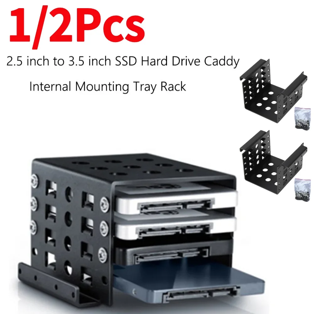 

4 Bay 2.5 inch to 3.5 inch Adapter Bracket SSD Hard Drive Enclosure Caddy Tray Drive SSD Adapter Bracket
