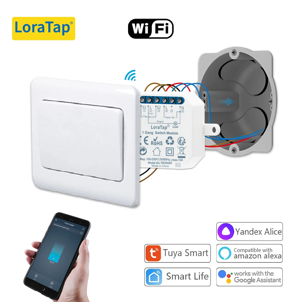 Tuya Smart Life Wifi Switch Relay Breaker Module Automation Lighting Google Home Alexa Echo Remote Control App Timer 10A LoraTap