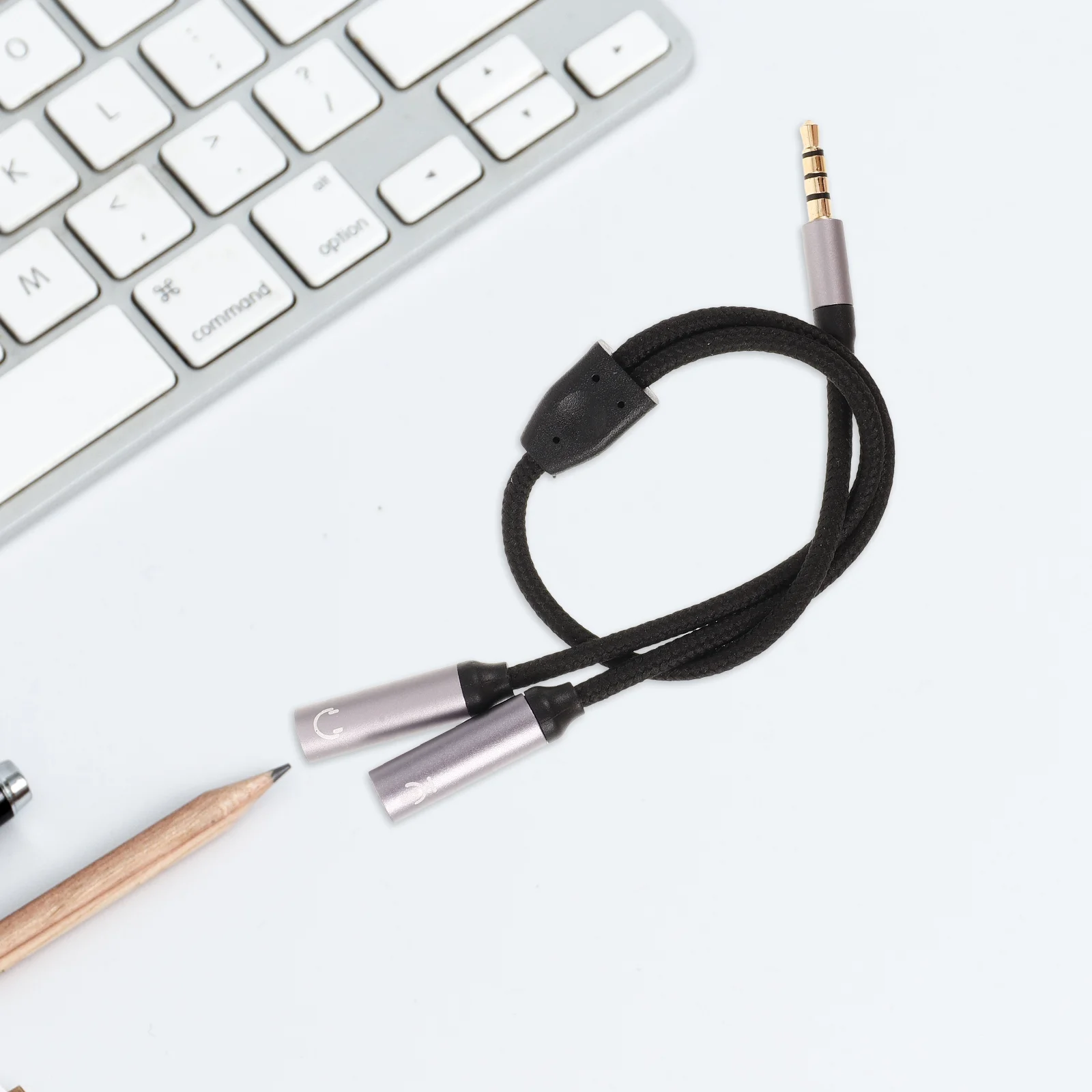 Tragbarer Dual-Kopfhörer-Splitter, Audiokabel, Stecker auf Buchse, Adapter, Mikrofonkabel für Smartphone-Headset