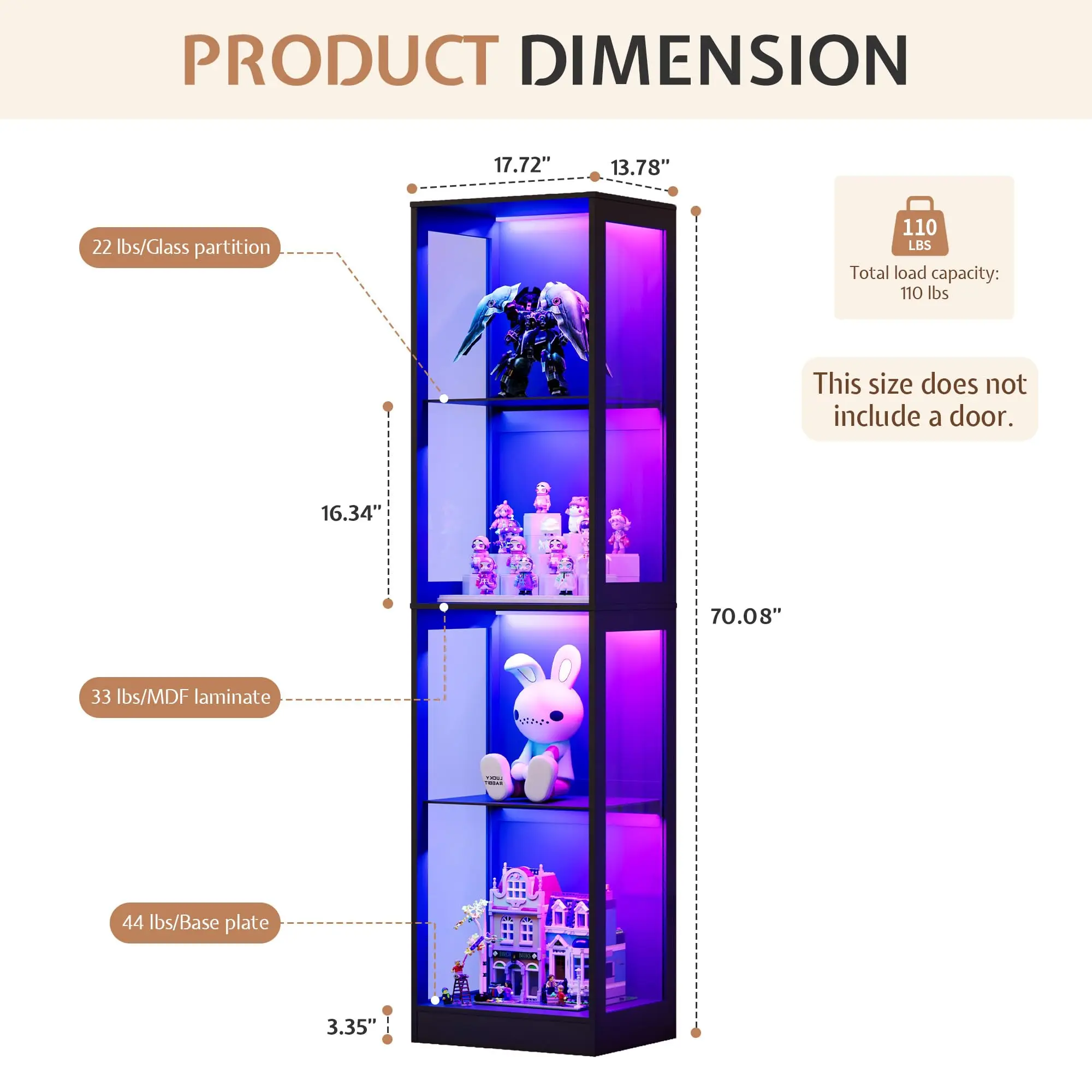 18 x 14-Inch RGB Lighted Display Cabinet