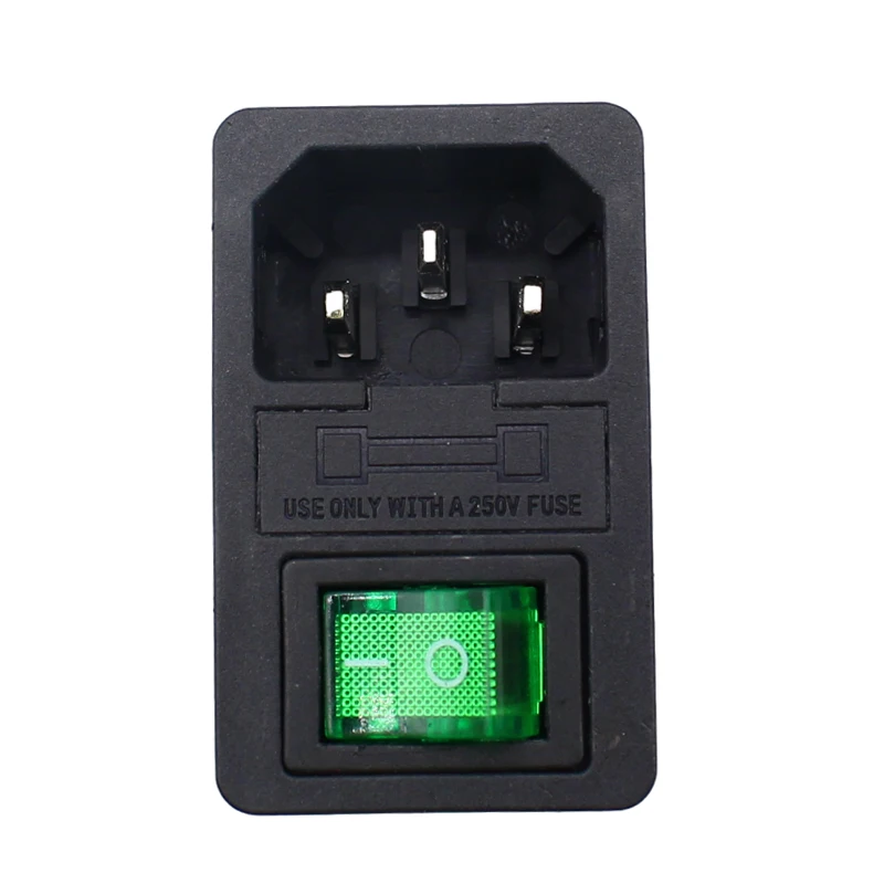 With 10A Fuse! Red Rocker Switch Fused IEC320 C14 Inlet Power Socket Fuse Switch Connector Plug Connector Red Green Blue Black