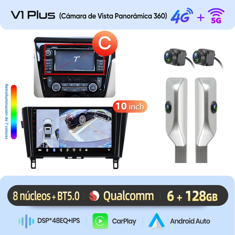 Junsun Radio VozAI voor Qashqai J11 X-Trail3 2013-2017 draadloze CarPlay AndroidAuto autoradio 2DIN met Bluetooth DAB+ GPS RDS