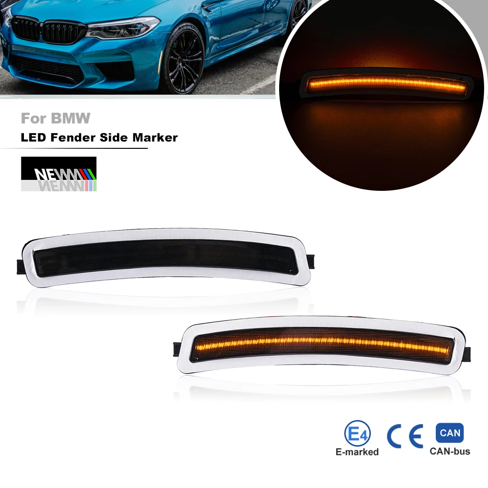 

Smoked Led Front Bumper Reflex Replacement For BMW 5Series F90 M5 2018-2022 G30 2017-2022 Auto Fender Flare Side Marker Lights