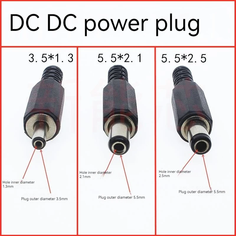 【5Pairs】3A 12V 5.5x2.1mm 2.5mm Plastic Male Plugs DC022 DC Power Socket Female Jack Screw Nut Panel Mount Connector 3.5X1.3MM