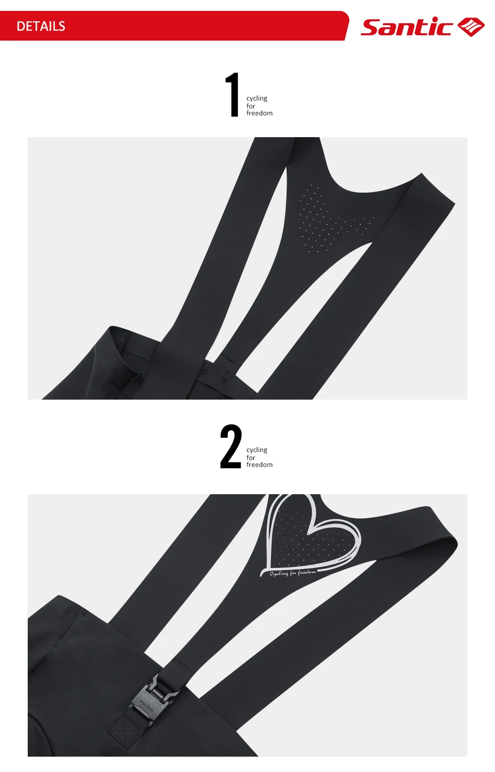 Santic Damen-Radsport-Träger, 8 Stunden, stoßfest, 4D-gepolstertes Trägerhose, kurze Hose, Sommer, atmungsaktiv, Pro, reflektierend, MTB, Straßenrennhose – Detail 10