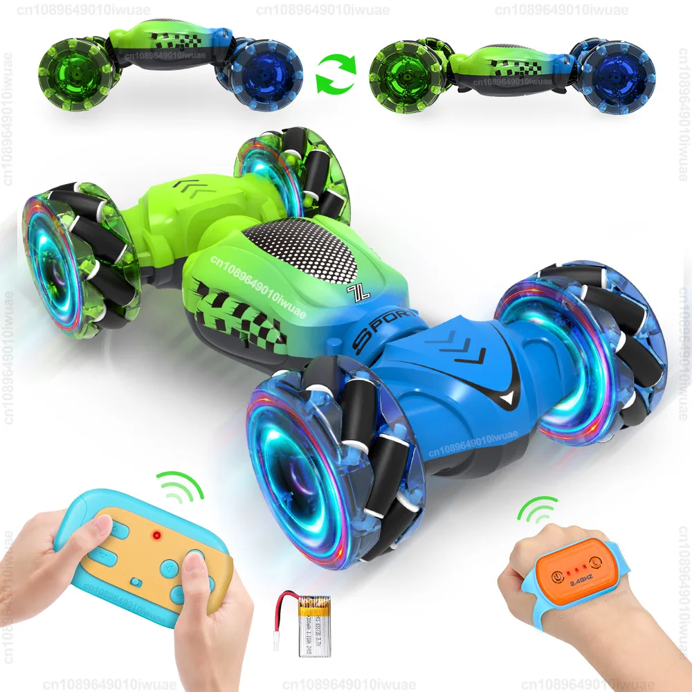 4WD RC Stunt Car Toy 2.4G Radio Remote Control Watch Gesture Sensor Rotation Twist Drift Car Vehicle Toy for Children Kids Gift