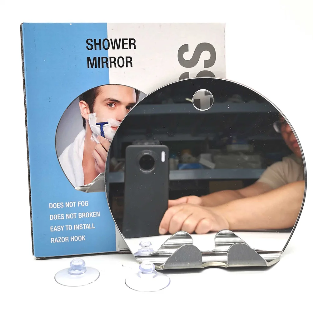 Round Fog Free Bathroom Silver Unbreakable Travel Shaving Makeup Mirror For Home Portable Mirror