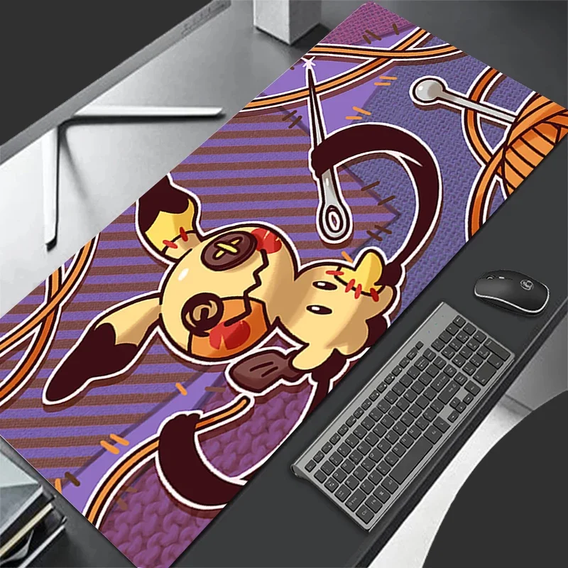 Novo couro gaming mouse pad grande gamer grande teclado pokemon mimikyu mesa mouse tapete masculino anime gaming notebook dormitório pc mousepad