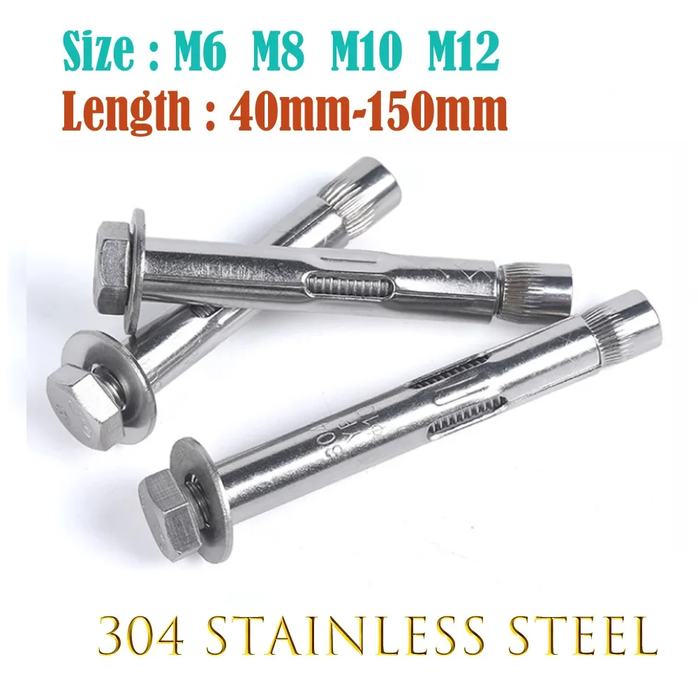 

M6M12 304stainless Steel Built-in Expansion Screw With Hex Bolt Concrete Walls Shield Anchor For Connecting Ground Lock Fastener