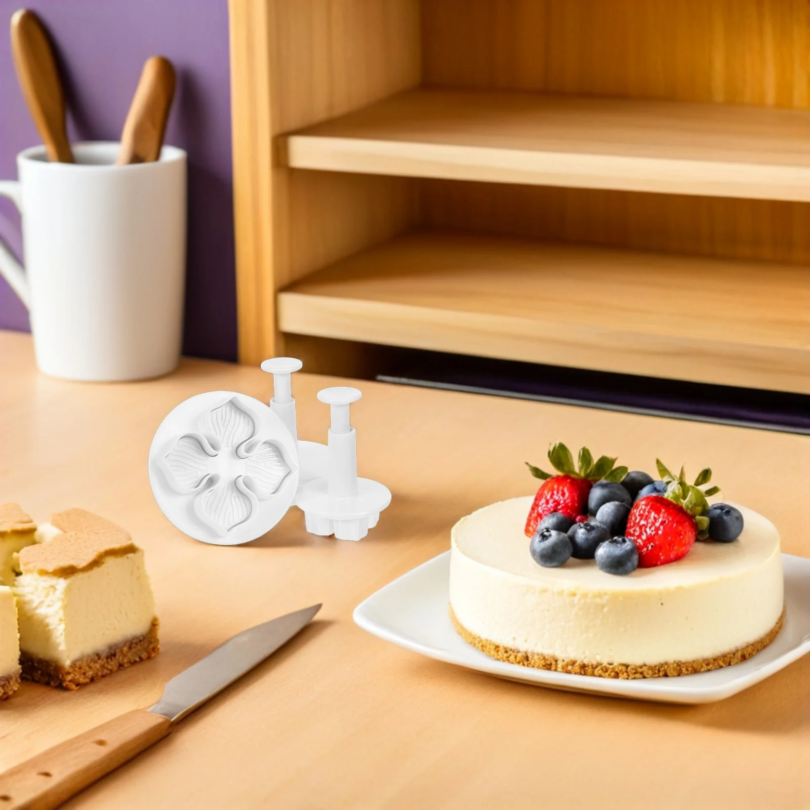 3 pezzi stantuffi per taglierina per fondente di ortensia 3 diverse dimensioni stampi per biscotti per torta in plastica dura bianca taglierina per fondente di ortensia