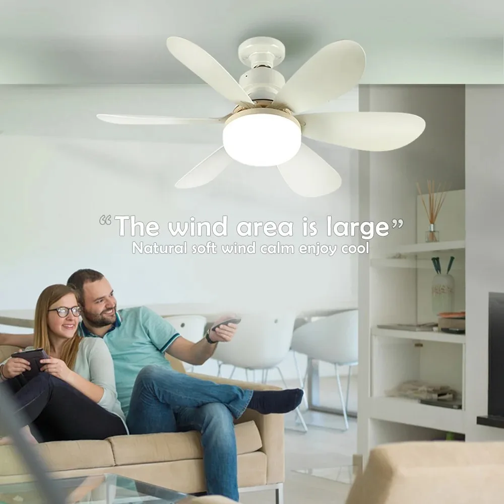 Summer Cooling Ceiling Fan Light E27 Remote 3 Speed Silent 3 Color Dimmable For Bedroom Living Room Kitchen Home