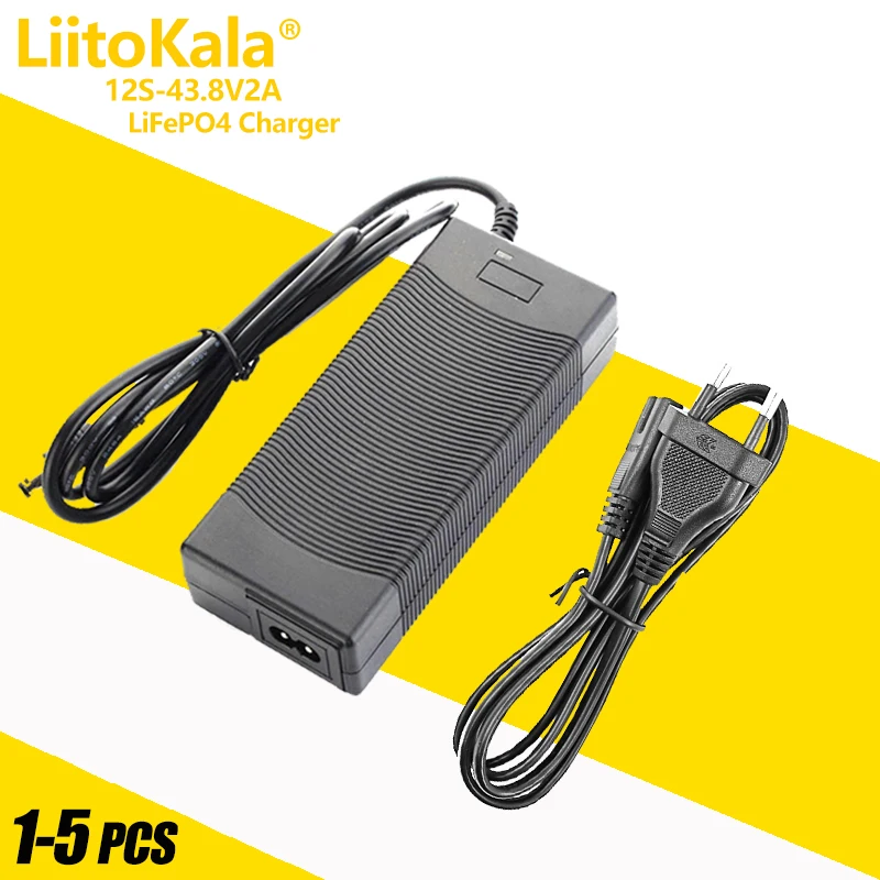 1-5pcs LiitoKala 12S 43.8V 2A LiFePO4 battery Charger 36V2A LiFePO4 Charger Used for 12S 36V Electric bike battery LFP