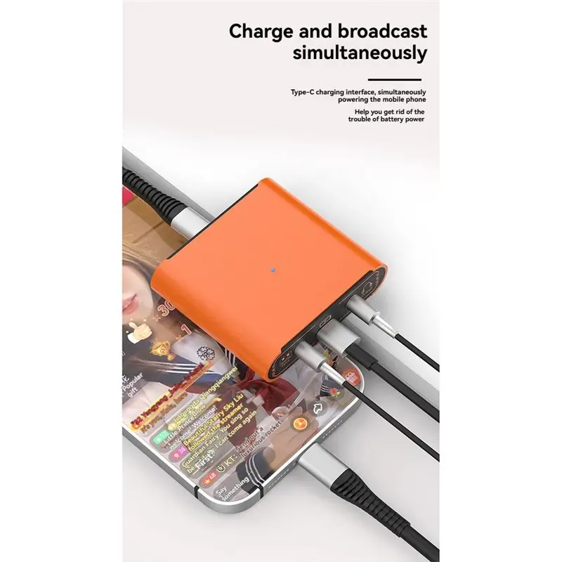 B48A Live Broadcast Adapter, 24Bit/192Khz Stereo Livestream Sound Card Converter, 3.5Mm Live Dock Streaming Audio Interface