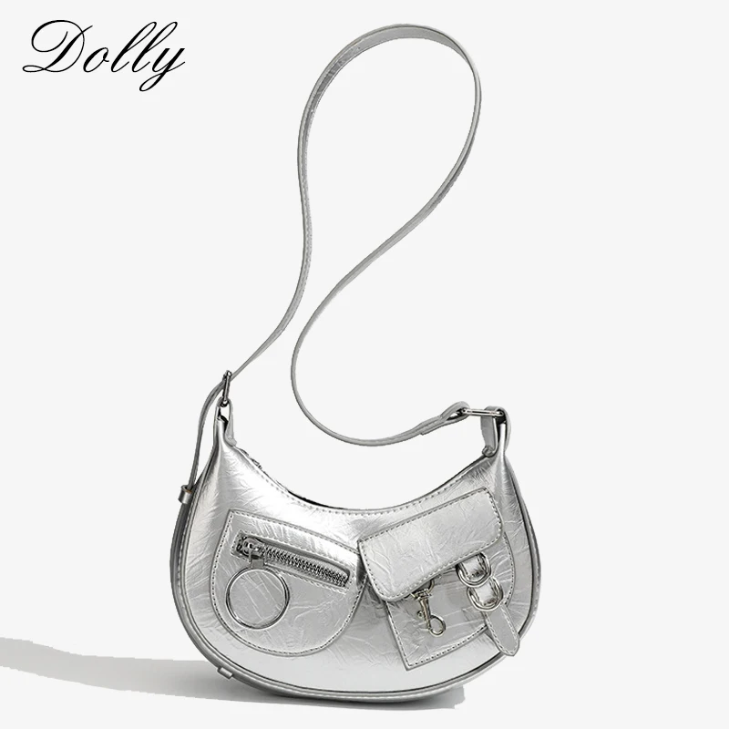 Y2k Should Bag for Women Replica Luxury Brand Half Moon Crossbody Bag ,New Girls Fashion  PU  Leather  Bags Trendy Street Wear