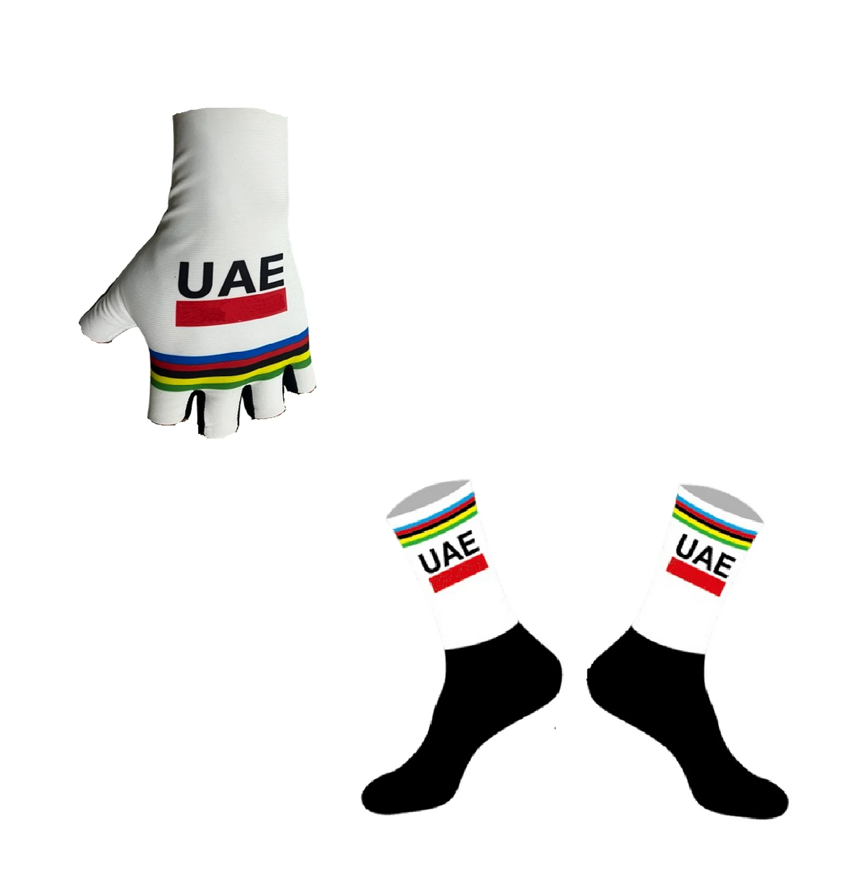 2024 UAE Team World Champion One Pair Half Finger Cycling Gloves + ONE PAIR CYCLING SOCKS