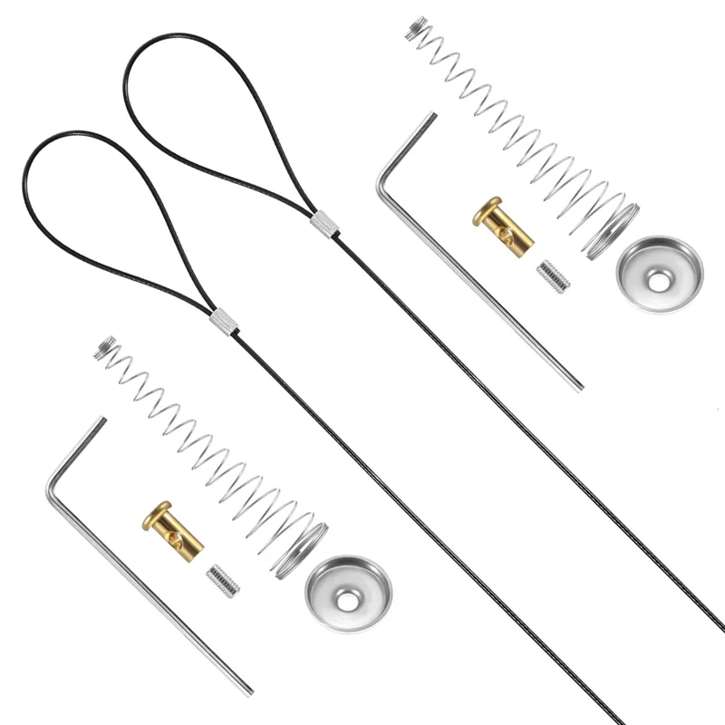 AB41-2 Sets Gate Latch Cable Pull String,Adjustable Spring Door Latch Opener, 2-6 Inch For Metal And Wooden Fences In Garden