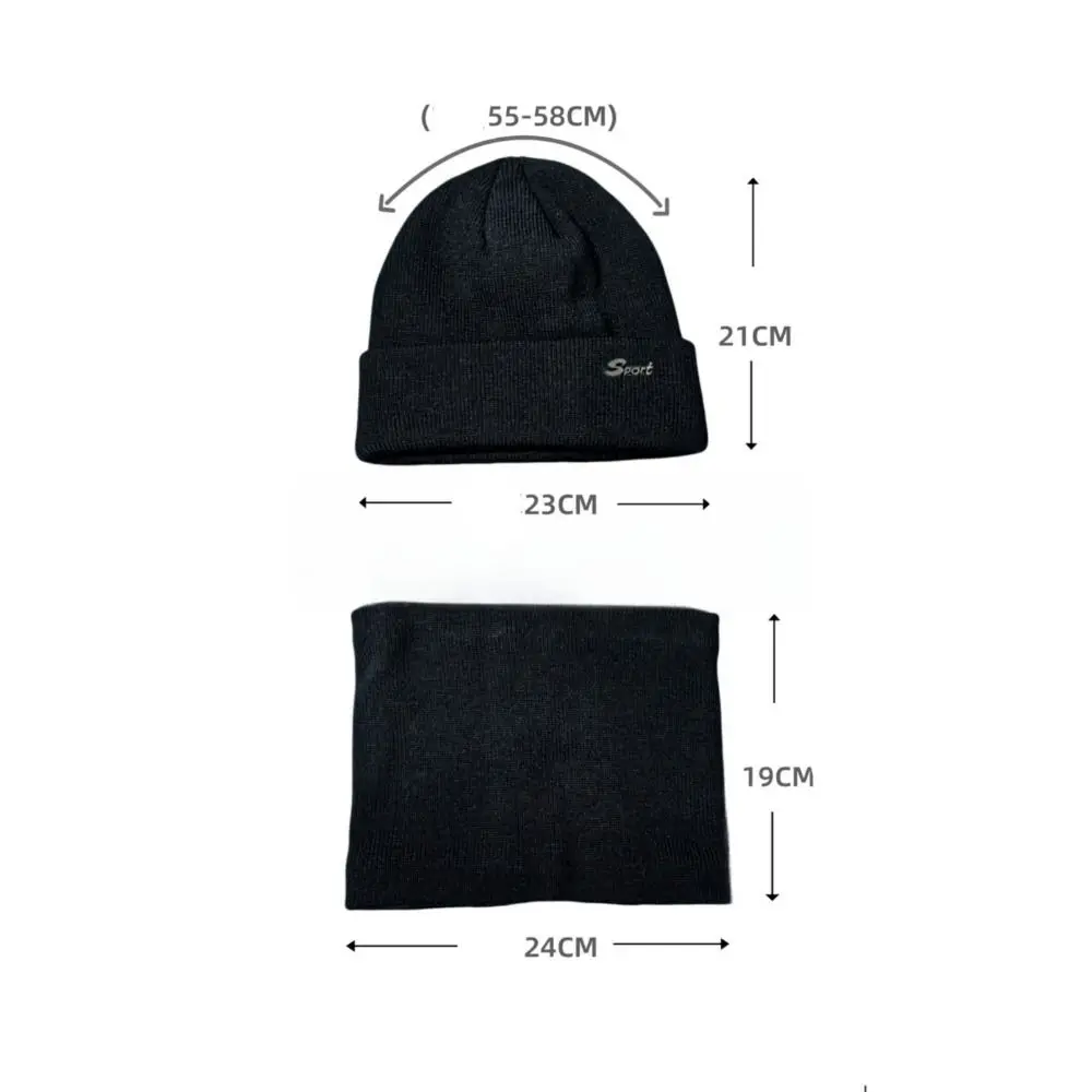 طقم وشاح قبعة رجالي محبوك سميك ، قبعة واقية للرقبة ، لون سادة ، مبطنة بالفرو الناعم ، الموضة الدافئة ، الخريف ، الشتاء ، جديد ، 2