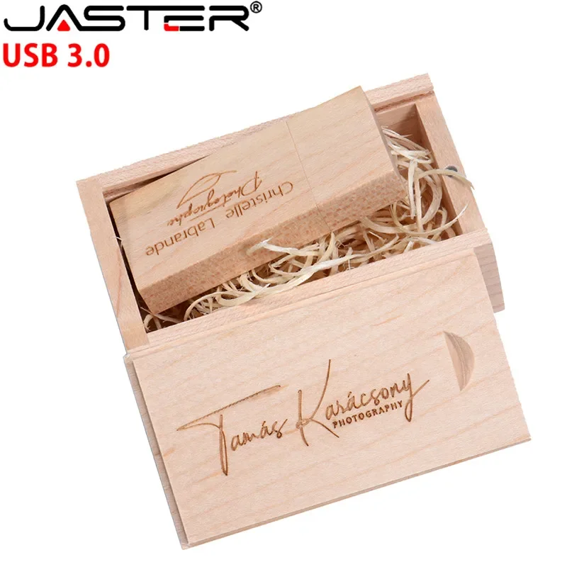 

JASTER USB 3.0 Maple square wooden usb+ push-pull box USB flash drive 4GB 8GB 16GB 32GB 64GB External storage memory U disk